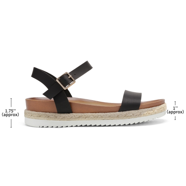 Espadrille Platform Sandals - BLACK PU - 1